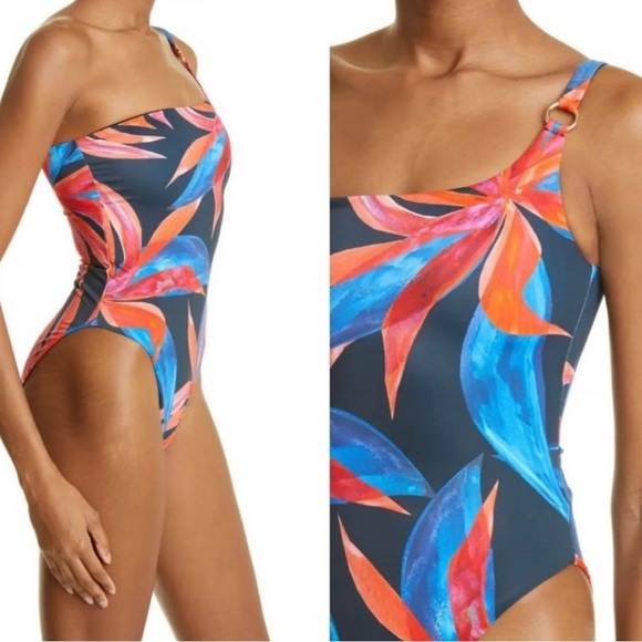 Louisa Ballou lunar bloom floral printed one shoulder swimsuit - Picture 2 of 10